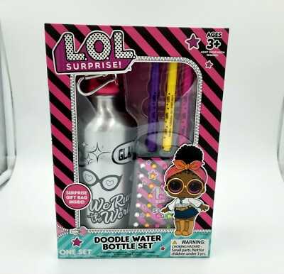 L.O.L SURPRISE DOODLE WATER BOTTLE SET KIDS NEW Coloring