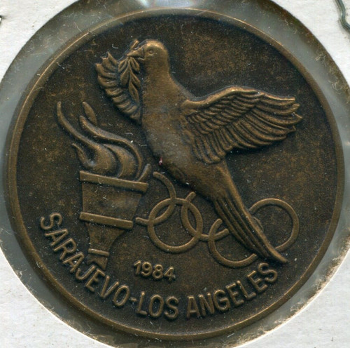 1984 XXIII Los Angeles Sarajevo XIV Olympics Friendship Medal Token Coin 35mm