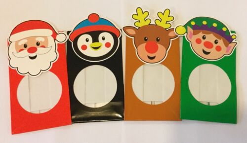 4 x Christmas sweet treat chocolate gift bags 14.5x 8.5cm Santa penguin reindeer