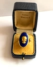 Antique Victorian Memento Mori Skull Silver Gilded Lapis Lazuli Ring