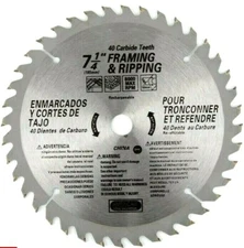 10pc Saw Blade 7-1/4"x 40th Carbide Tipped Wood Cut Saw Blade 5/8 Diamond Arbor