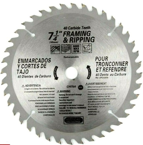 40th Carbide Tipped Wood Cut Saw Blade 