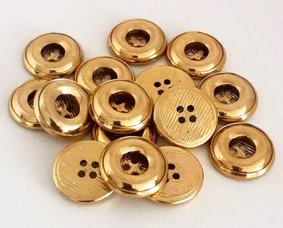Lot De 15 Boutons Vintage En Métal Doré - Diamètre 18-19 Mm, 4 Trous - Neufs Pour Customisation