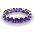 Natural Purple Amethyst Band Ring Full Eternity 925 Sterling Silver