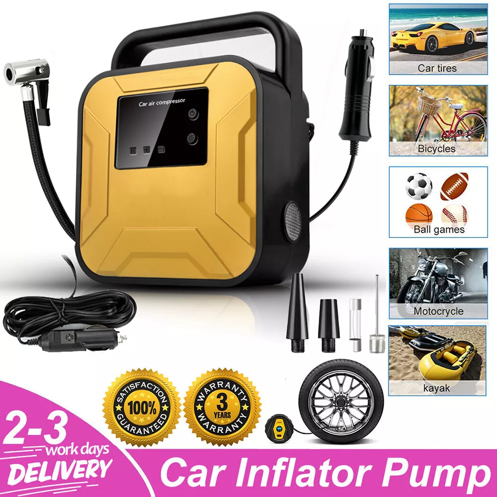 12 Volt Mini Air Inflator Car Tyre Tire Compressor Pump with Gauge Car Van  Bike