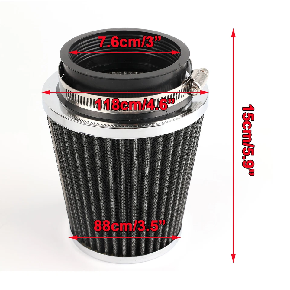 3-дюймовый серебристый автомобильный конусообразный фильтр для впуска холодного воздуха конусообразный высокопроизводительный универсальный - Изображение 3 из 4