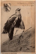 1924 Nuremburg Germany Flight Day Postcard Cover to Munich Eagle and Shield
