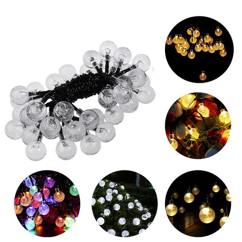 20-50 LED Solar String Fairy Lights Water Drop/Crystal Ball Xmas Gardern Decor - Picture 11 of 19