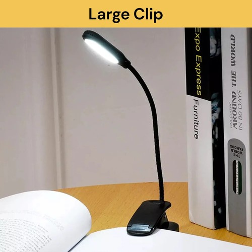 LED Clip Booklight Portable Travel Bed Book Reading Light USB Rechargeable Lamp - Picture 4 of 11