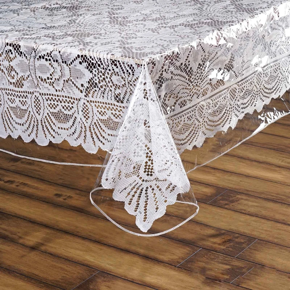 6 pcs Clear Plastic Vinyl 60x90" TABLECLOTHS Protector Table Cover Wedding Party - Image 3 of 4