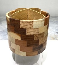 Custom Made Artisan Signed TOM SAYRE Texas Cedar Oak Maple Wood Utensil Holder