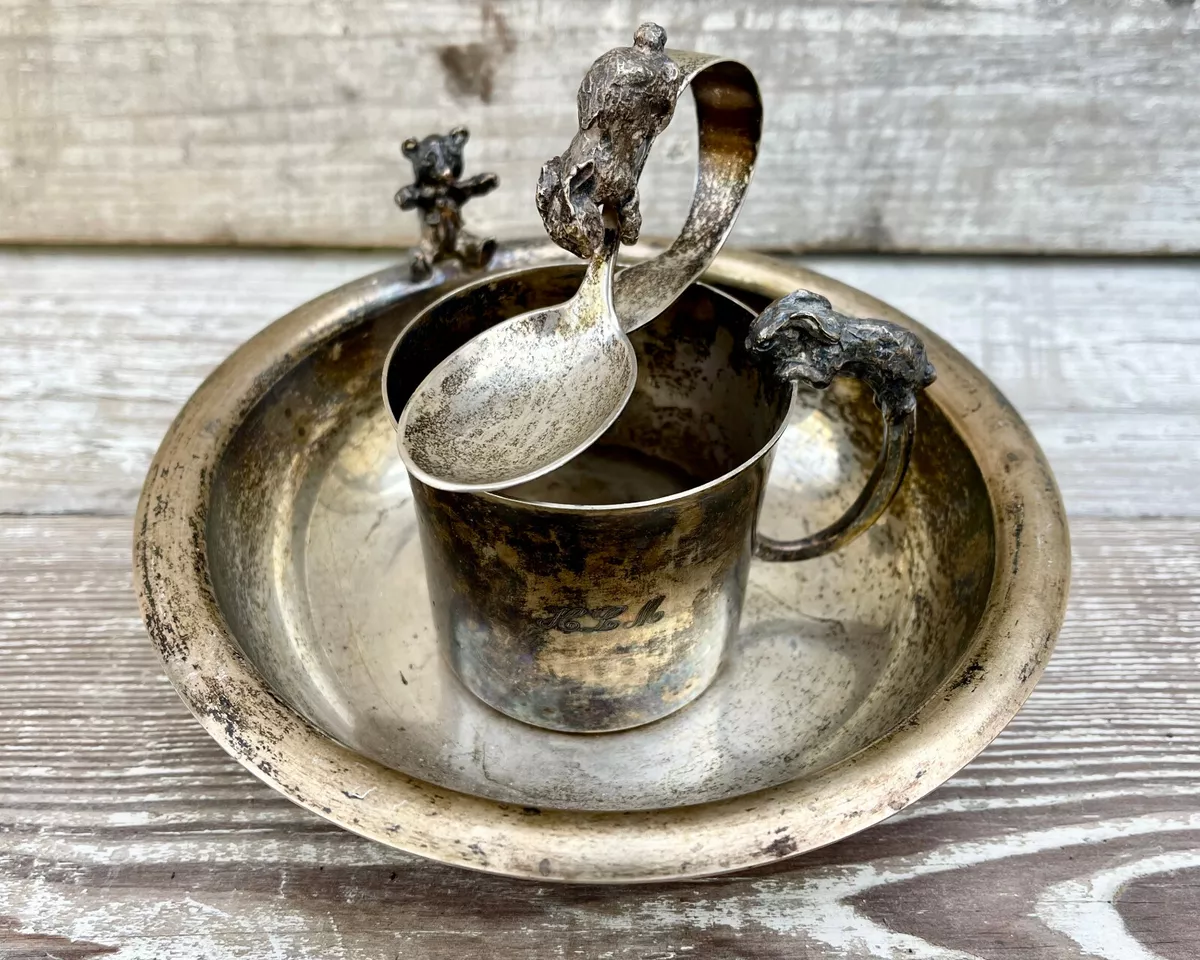Baby silver cup and spoon deals