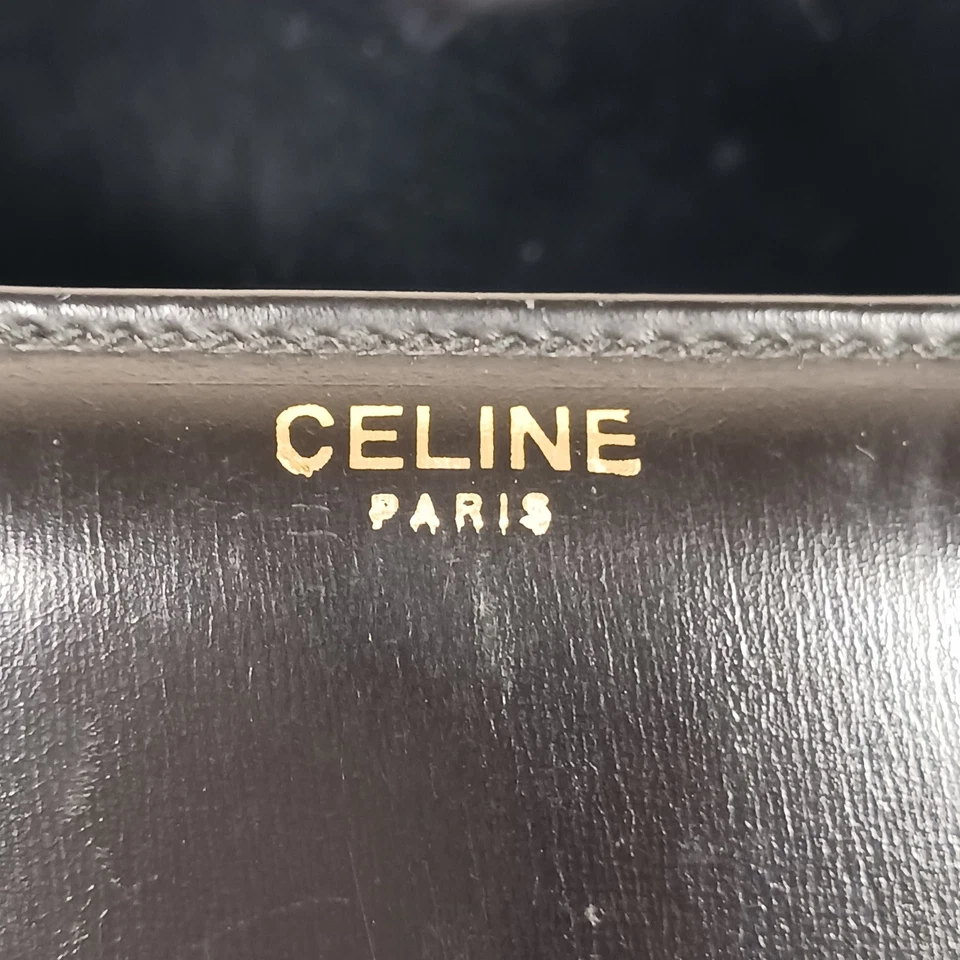 80s Vintage Celine Triomphe Formal Shoulder Bag Black USED Authentic Italy - Image 4 of 4