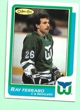 (1) RAY FERRARO 1986-87 O-PEE-CHEE # 160 WHALERS ROOKIE EX-MT CARD (M8914). rookie card picture