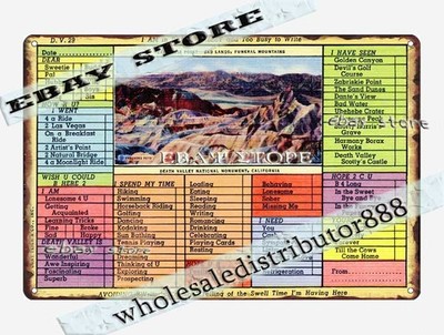 1940 Death Valley Scenic Travel Map Landscape Tin Sign house home decorating