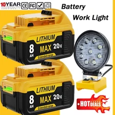 Cordless LED Work Light For Dewalt 20V MAX 8.0Ah Battery Charger DCB205 DCB206