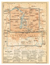 Beijing 北京 Peking 1912 Original Authentic Map CHINA  plan Forbidden City 紫禁城