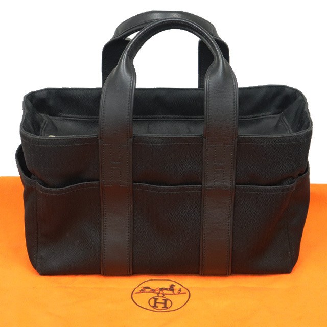 Hermes Acapulco PM Black Canvas Leather Silver Hardware Bag 983986