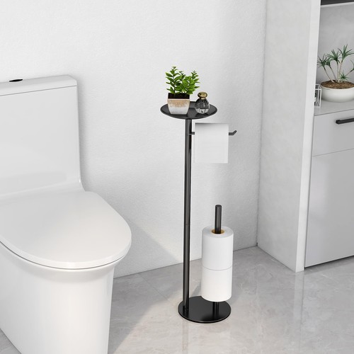 Toilet Paper Holder Stand, Toilet Paper Holder Stand Free Standing with Shelf...