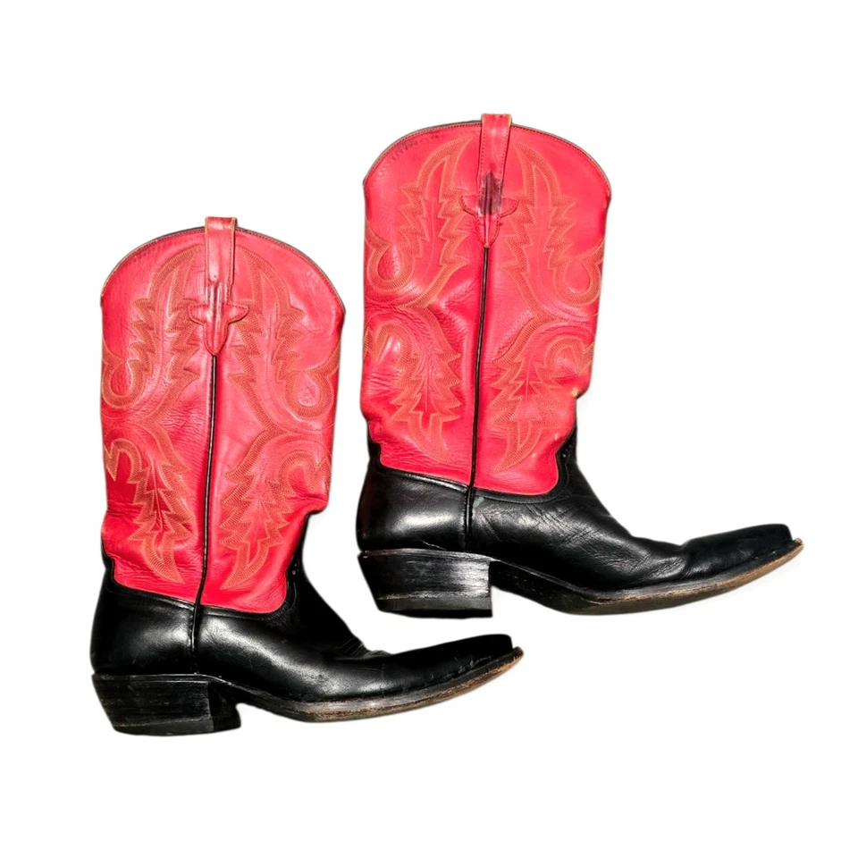 Мужские ковбойские сапоги Rios Of Mercedes Texas вишневые красно-черные с заостренным носком 9D  - Изображение 2 из 4