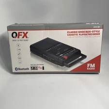 QFX Shoebox Cassette Tape Recorder USB Recorder Bluetooth Speaker Retro-39BT New