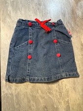 Vintage Berry Wear Denim Skort Size 2T Girls Strawberry Shortcake Red Buttons
