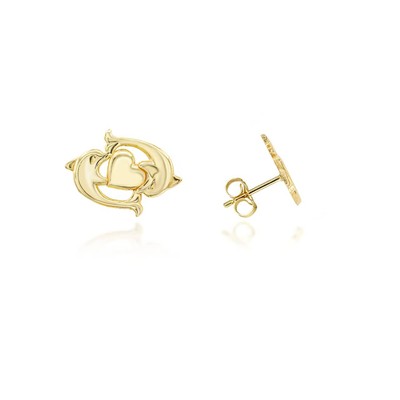 Ohrstecker Gelbgold Delfin Herz
