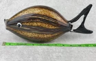 Vintage Murano Blown Glass Fish Heavy Paperweight Brown With Eyes Art Glass 12"