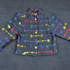 Kindred Spirit S Black Multicolor Woven Jacket Fringe Cotton Blend