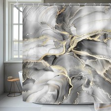 Black White Gold Marble Shower Curtain for Bathroom Decor 60Wx72H Gray Grey A...