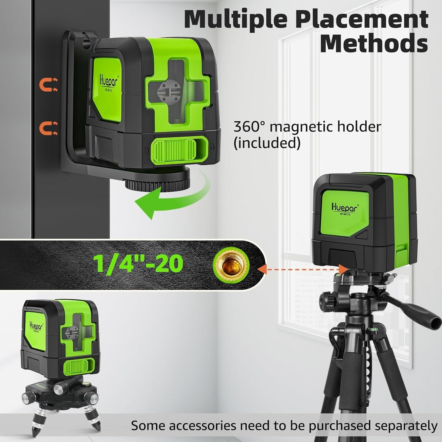 Bright Green Cross Line Laser Level - Self-Leveling & Compact for DIY Projects