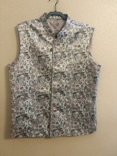 Men  s Paisley Lined Vest Multicolor Button Front Band Collar One Size