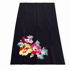 BLACK STRETCH COTTON BLEND FABRIC WITH COLORFUL FLORAL PATTERN 54 X 31