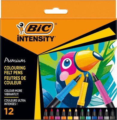 BIC Intensity Premium Filzstifte, zum Malen für Erwachsene und Kinder, 12 Farben