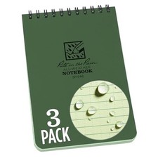 Weatherproof Top Spiral Notebook, 4" x 6" Cover, Universal 3 Pack Green