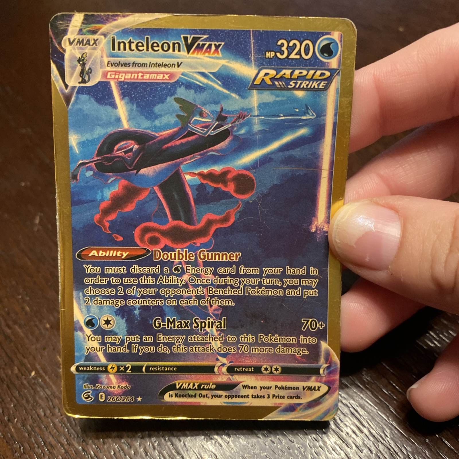Pokémon TCG Inteleon VMAX Fusion Strike Card 266/264 Secret Rare