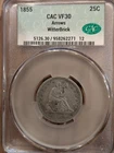 1855 Seated Liberty Quarter 25C with Arrows - CAC VF-30