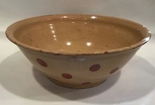 Vtg Glazed Clay Mixing Bowl * French Country Provencal or American Redware ?