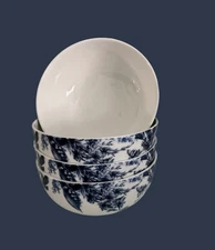 New In Box Mikasa Pippa Set 4 Cereal Soup Bowls 6" Bone China Blue White Flowers