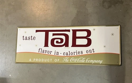 Vintage Tab Coca Cola Tin Sign NOS