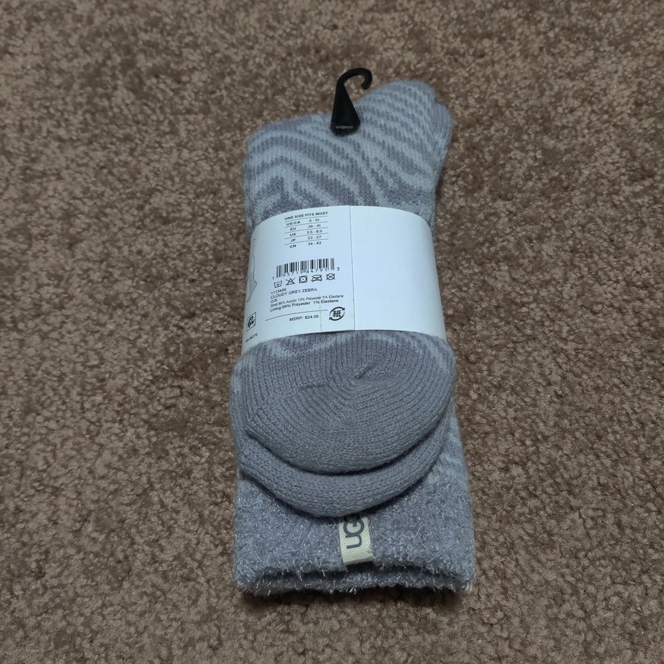 Acogedor calcetín UGG Teddi para mujer - blanco gris, talla única nuevo Foto 2 de 4