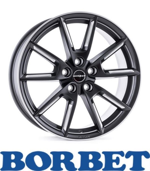 4X Borbet LX19 8,0X19 5/114,30 ET50 Black Matt Silver Spoke Rim Alufelgen-image