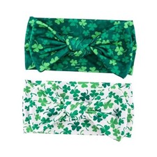 Handmade St.Patrick's Day Baby Headbands Toddler Green Green Shamrock Print