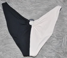 L*SPACE Black White Color Block O Ring Back Bikini Bottom size M NEW