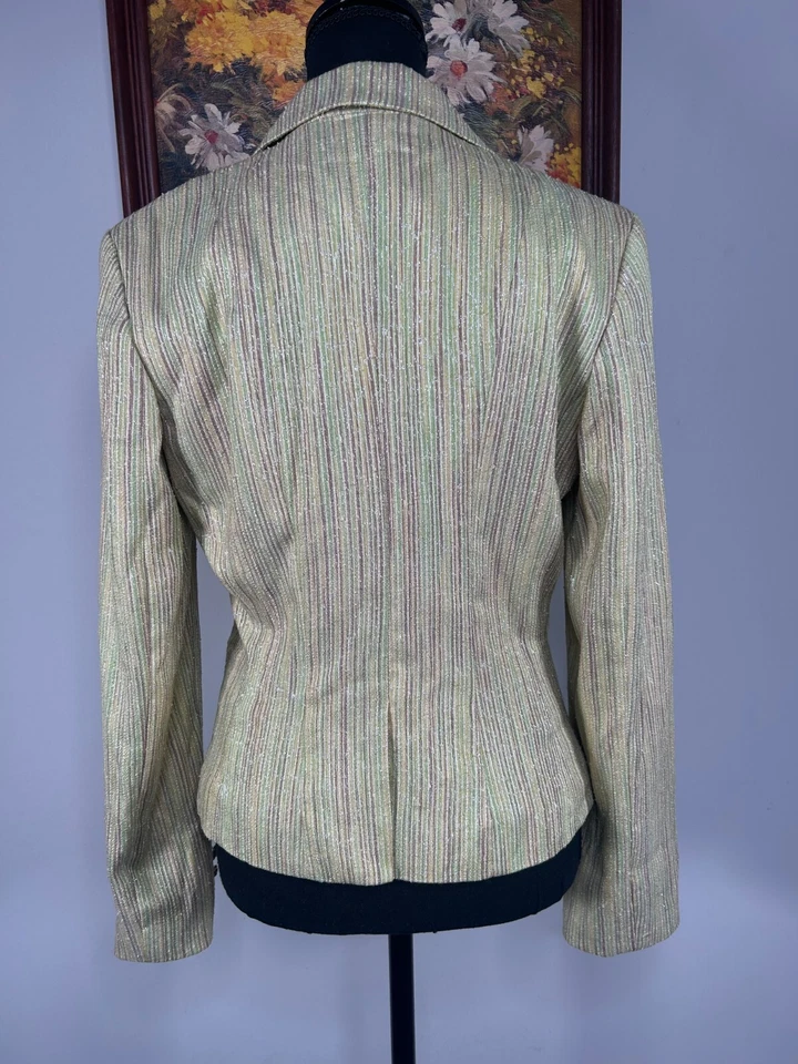 E от Eci две кнопки блейзер костюм куртка женщин 4 v-образным вырезом многоцветный полоски металлик - Изображение 3 из 4