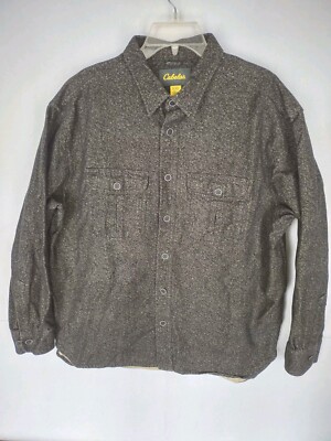 Cabela's Flannel Shirt Soft Heavy Weight Black Speckeled Men's XL Blanket Lined