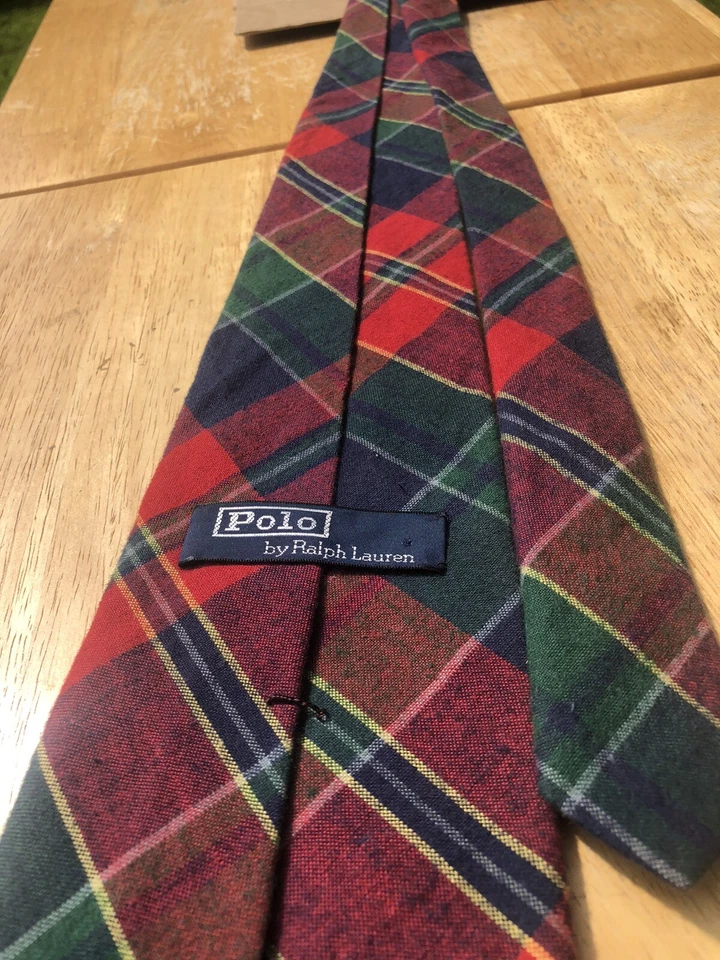 De colección Polo Ralph Lauren Madras Cuadros Corbata Cuello Ecuestre Poni Deportista Foto 4 de 4