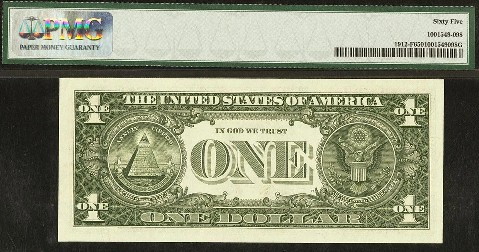 1981A $1 FRN Atlanta - High Serial - PMG 65 - Mismatched Serial Number - 98/99 - Image 3 of 3