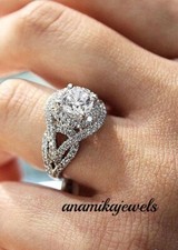 Lab-Created 2.85CT Round Cut Diamond 14K White Gold Over Engagement Wedding Ring