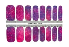 Pink and Purple Ombre Sparkle Nail Polish Strips / Nail Wraps / Nail Stickers